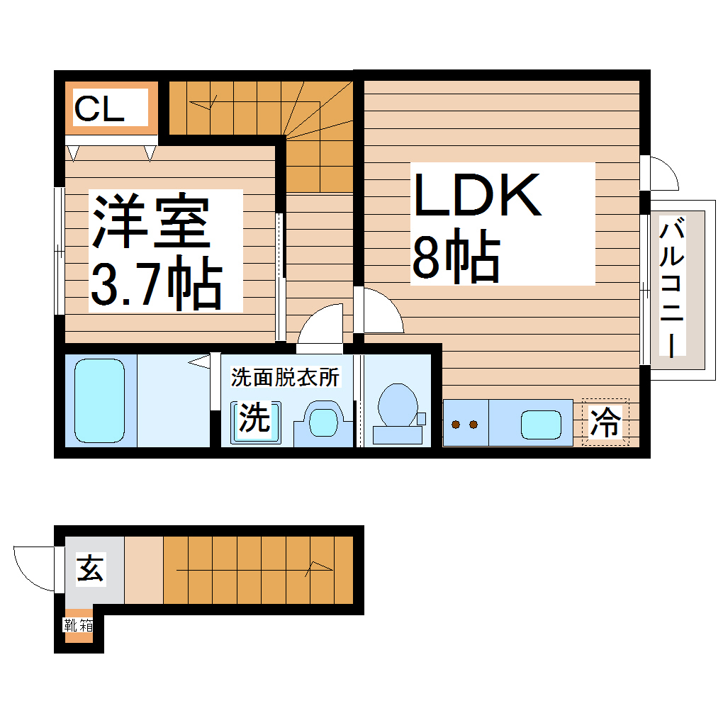 仙台市太白区中田町のアパートの間取り