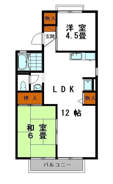 姫路市飾磨区清水のアパートの間取り