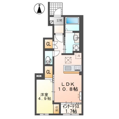 【名取市大手町のアパートの間取り】