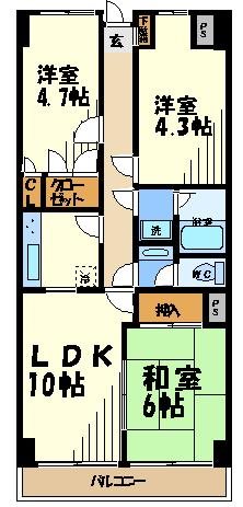 調布市国領町のマンションの間取り