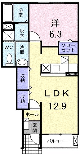 高松市三名町のアパートの間取り