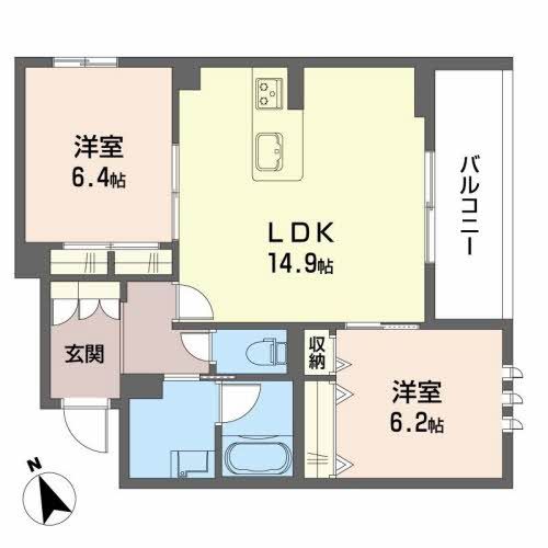 津市南丸之内のマンションの間取り