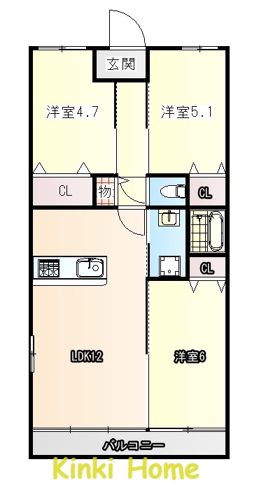 和歌山市北新のマンションの間取り