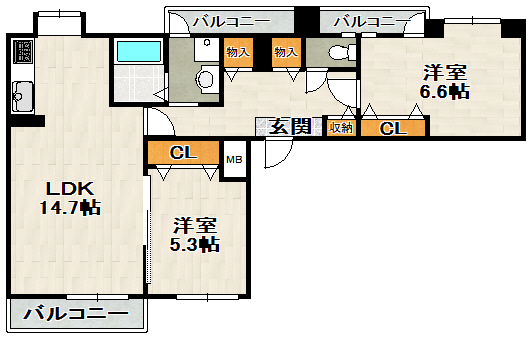 View　Terrace　売布III（ビューテラス売布III）の間取り