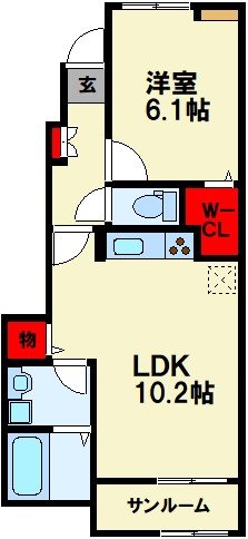 【飯塚市下三緒のアパートの間取り】