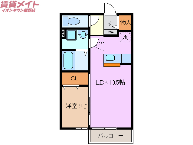 四日市市山城町のアパートの間取り