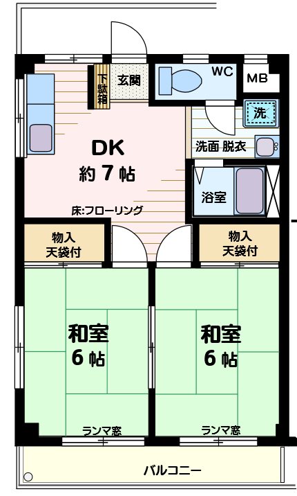 白鍬ハイツ　　Ｐ有の間取り