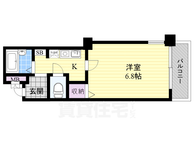 京都市中京区西ノ京職司町のマンションの間取り