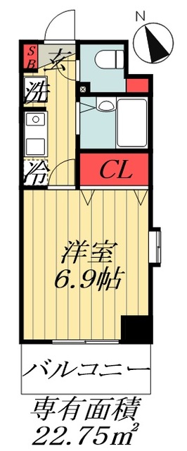 ＪＲ総武線 船橋駅 徒歩16分 9階建 築18年の間取り写真