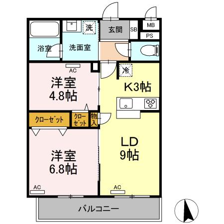 日野市万願寺のマンションの間取り