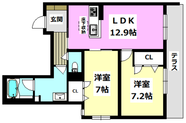 吹田市岸部北のマンションの間取り