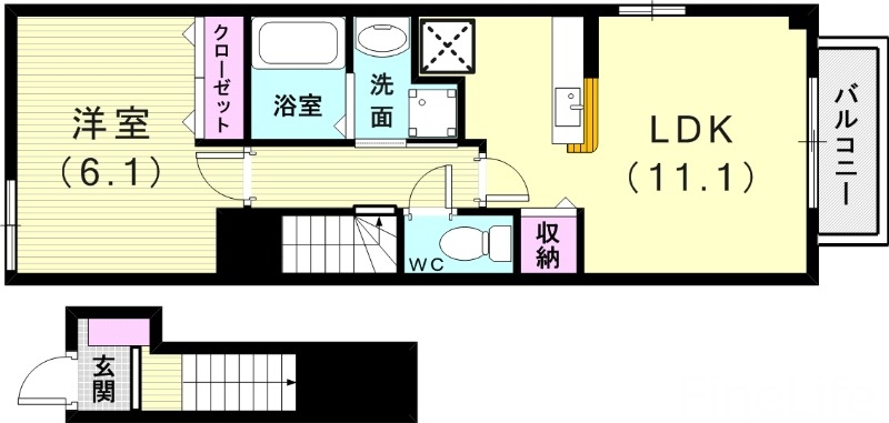 神戸市西区二ツ屋のアパートの間取り