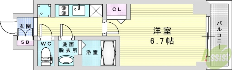 大阪市東淀川区淡路のマンションの間取り