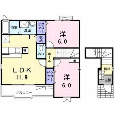 木更津市清見台東のアパートの間取り