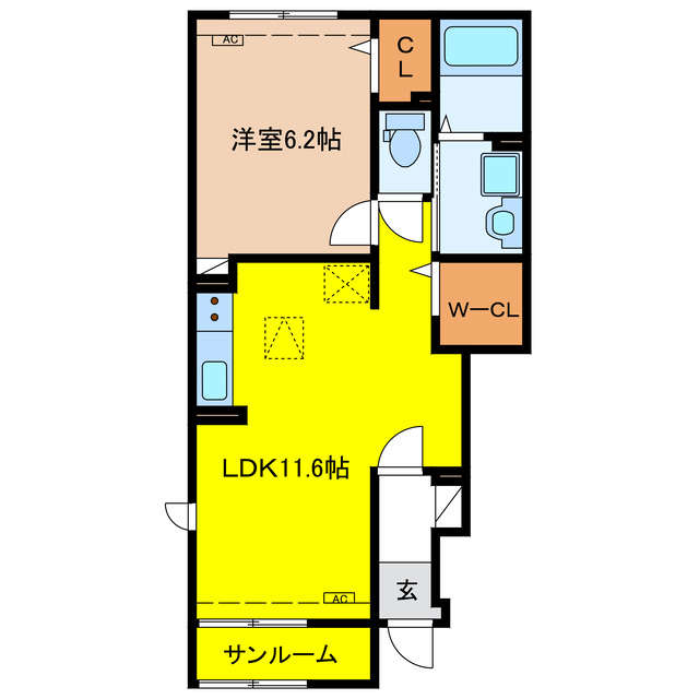 大垣市中川町のアパートの間取り