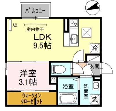 姫路市東山のアパートの間取り