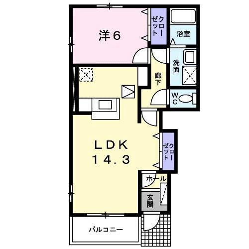 福山市水呑町のアパートの間取り