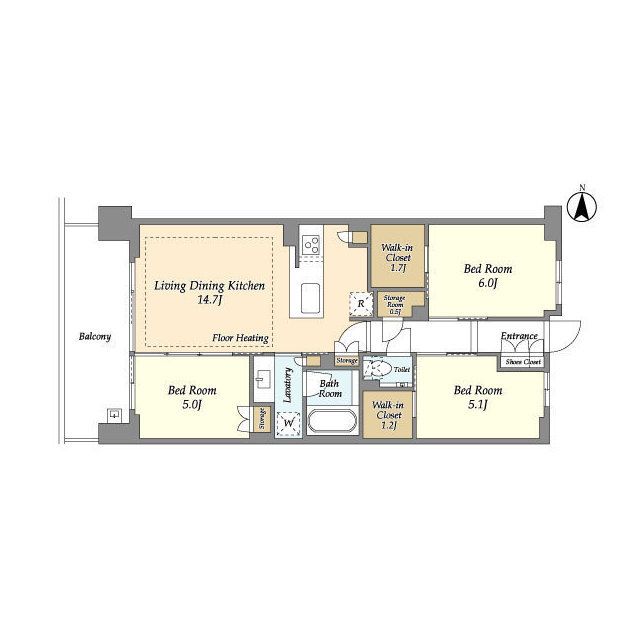 荒川区町屋のマンションの間取り