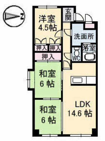 【サンライズ三滝橋の間取り】