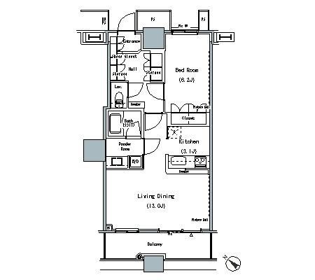 中央区勝どきのマンションの間取り