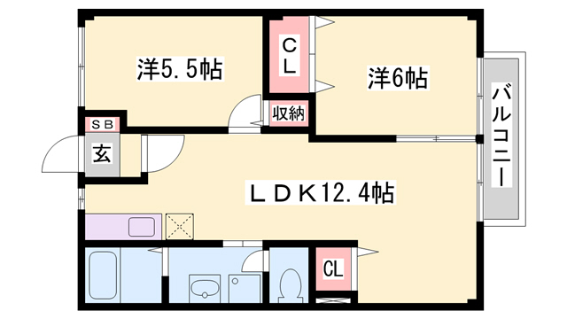 神戸市西区伊川谷町有瀬のアパートの間取り