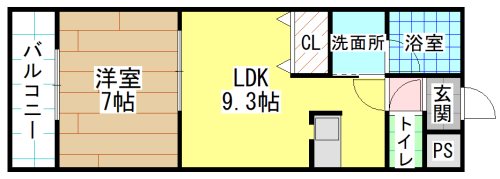 北九州市小倉北区白銀のマンションの間取り