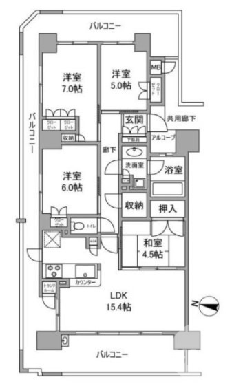 堺市西区上野芝町のマンションの間取り