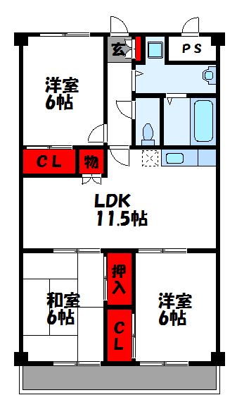 古賀市千鳥のマンションの間取り