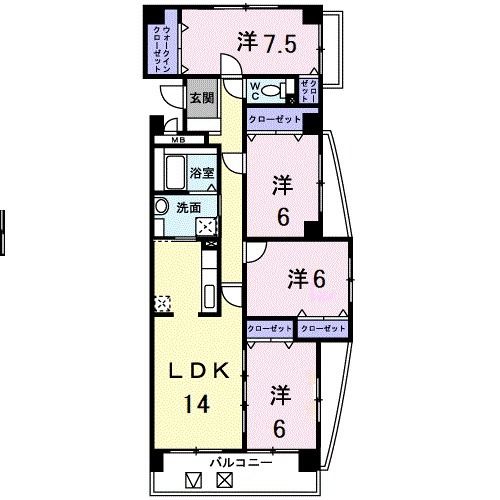 福島市西中央のマンションの間取り