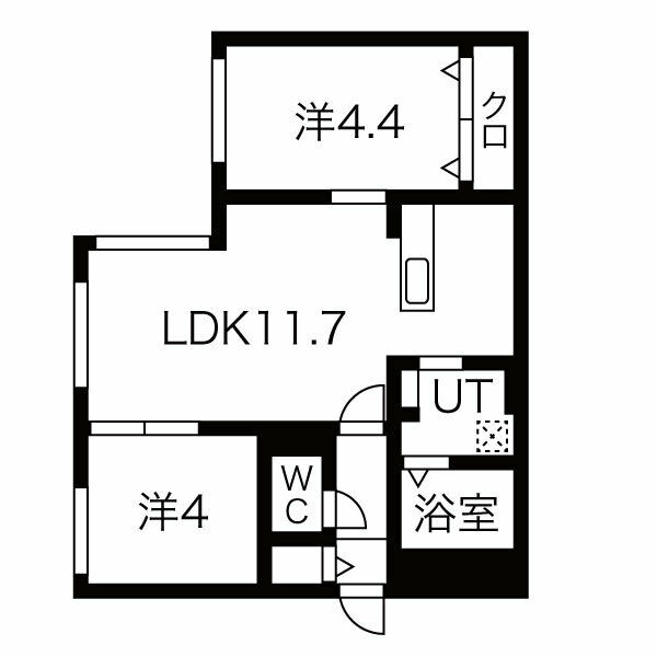 札幌市東区北四十三条東のマンションの間取り