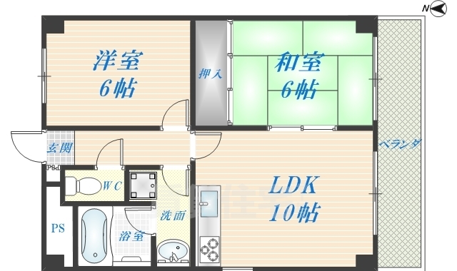 東大阪市長田西のマンションの間取り