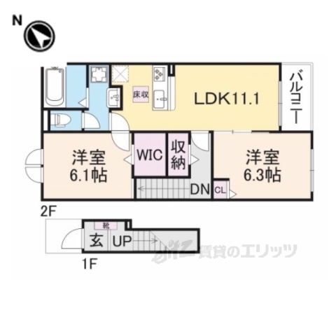 東近江市沖野のアパートの間取り