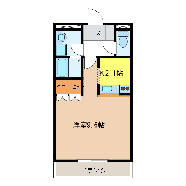 岐阜市六条江東のアパートの間取り