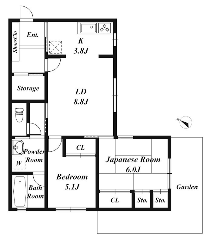 大田区東嶺町のマンションの間取り