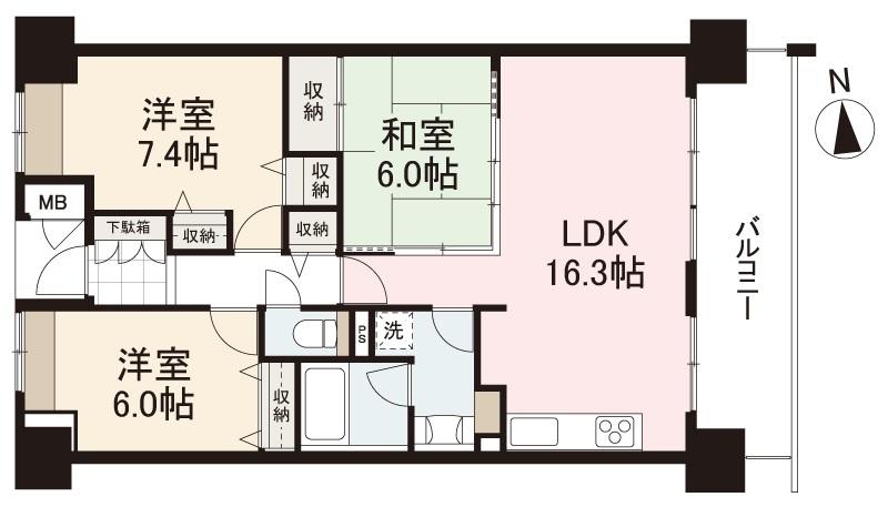 高松市観光通のマンションの間取り