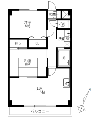 【福山市草戸町のマンションの間取り】