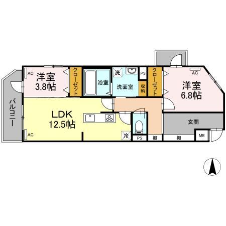 中頭郡北谷町北前のマンションの間取り