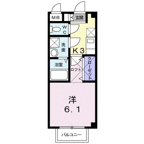 北九州市八幡西区東鳴水のアパートの間取り