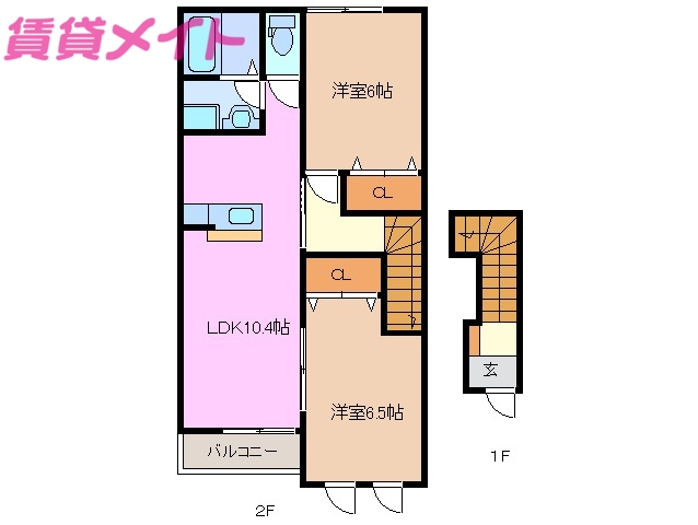 鈴鹿市長太栄町のアパートの間取り