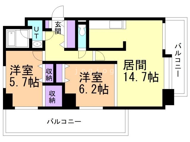 札幌市北区屯田六条のマンションの間取り