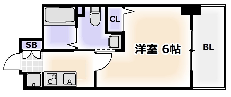 大阪市浪速区大国のマンションの間取り