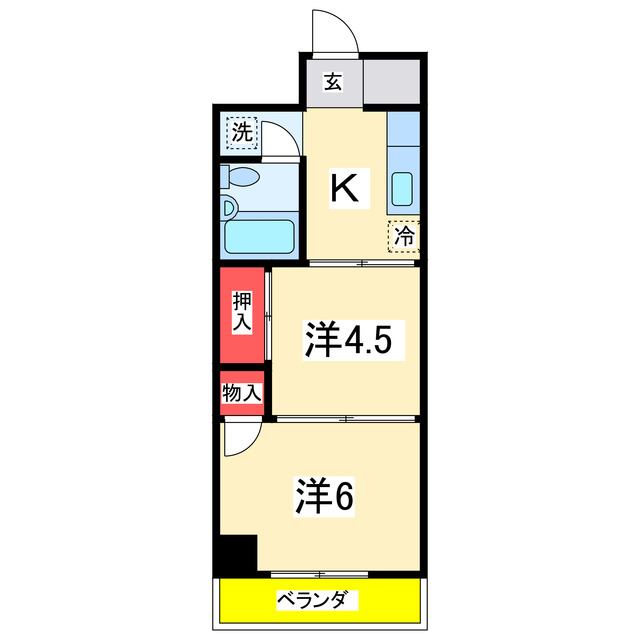 新潟市中央区上大川前通６番町のマンションの間取り