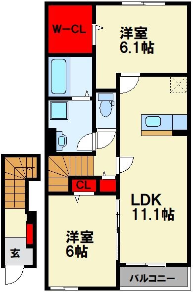 飯塚市花瀬のアパートの間取り