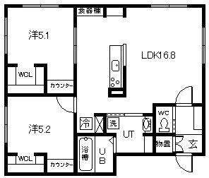 深川市二条のアパートの間取り