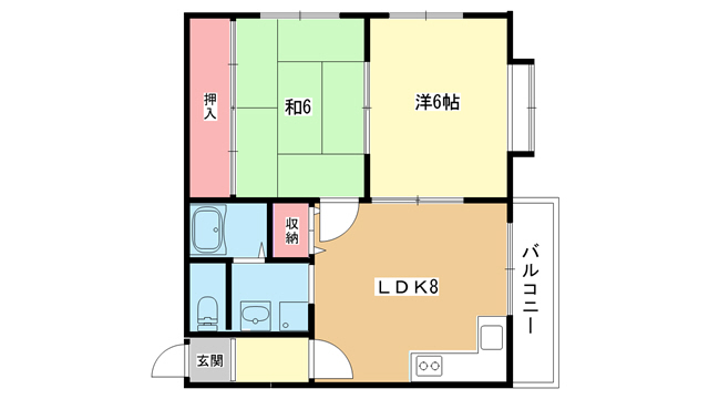 大阪府豊中市服部本町４（マンション）の賃貸物件の間取り