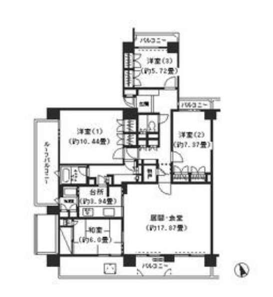 ＪＲ根岸線 石川町駅 バス乗車時間：19分 最寄りバス停で下車 徒歩1分 6階建 築37年の間取り写真