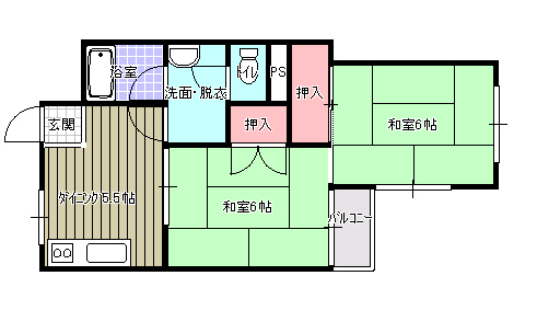 北九州市戸畑区小芝のマンションの間取り