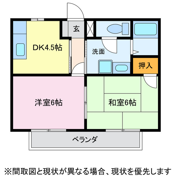 蒲郡市西浦町のアパートの間取り