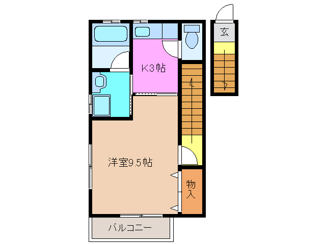 津市下弁財町津興のアパートの間取り