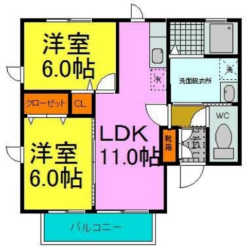 姫路市上大野のアパートの間取り